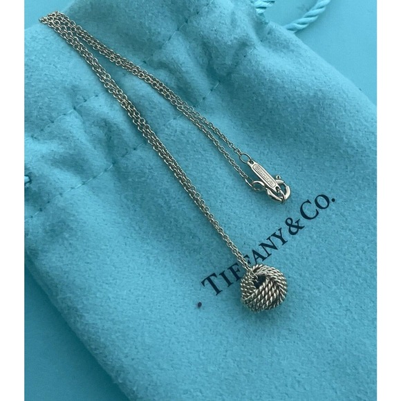Tiffany & Co 18k Gold Mesh Twist knot Bead Ball 10mm Necklace 16” - Picture 8 of 12